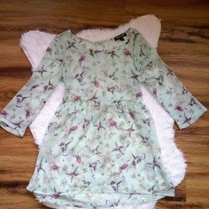 About A Girl Hummingbird Sheer Blouse